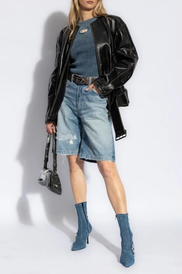 Diesel Blauwe Denim Mouwloze Top met Logo Blue Dames - Foto 4