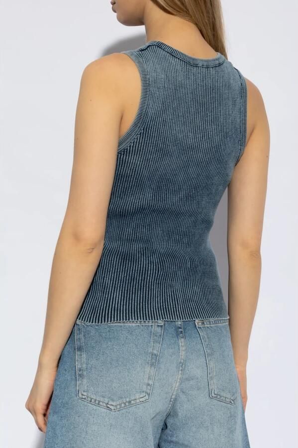 Diesel Blauwe Denim Mouwloze Top met Logo Blue Dames - Foto 6