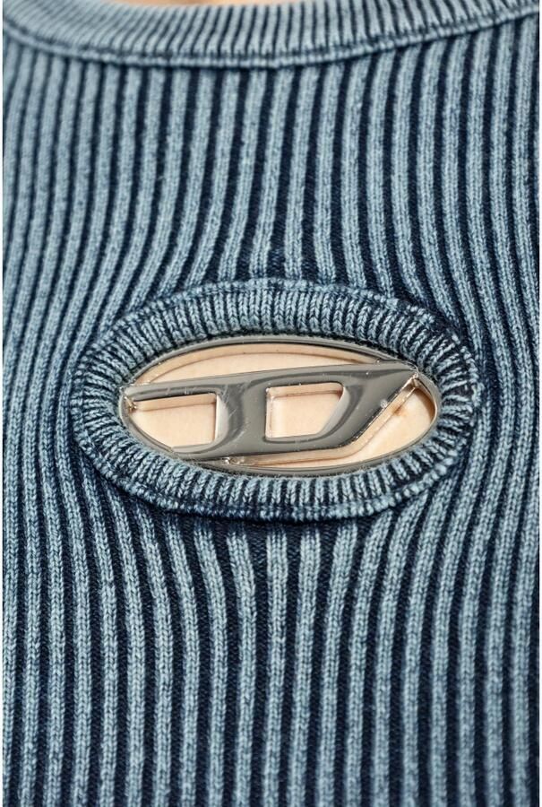 Diesel Blauwe Denim Mouwloze Top met Logo Blue Dames - Foto 3
