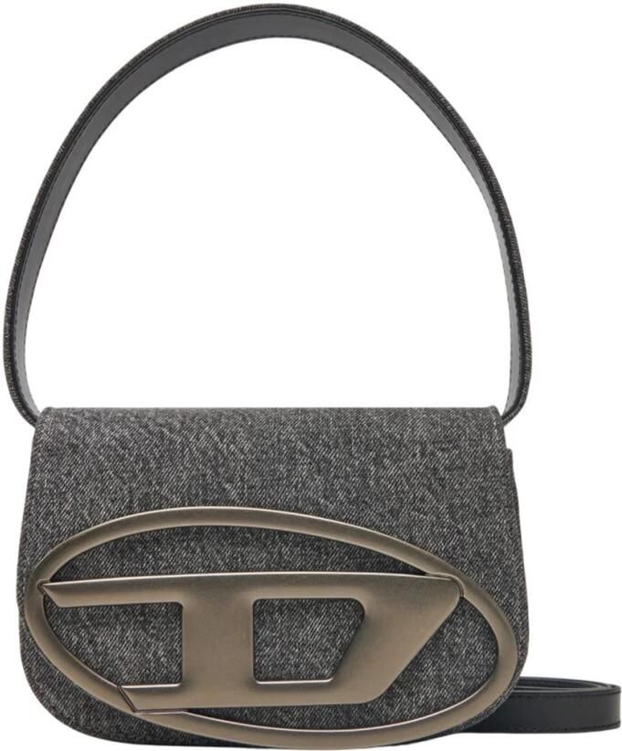 Diesel Gestructureerde schoudertas met leren details Black Dames - Foto 9