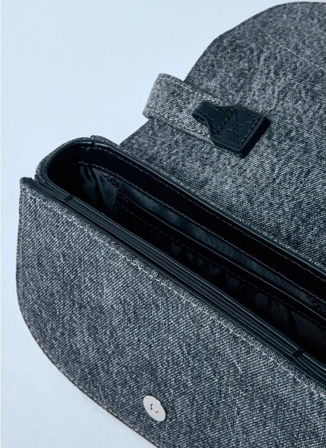 Diesel Gestructureerde schoudertas met leren details Black Dames - Foto 6
