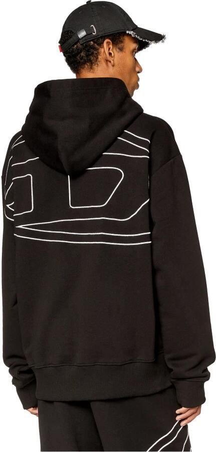 Diesel Zwarte katoenen hoodie met maxi logo Zwart Heren - Foto 8