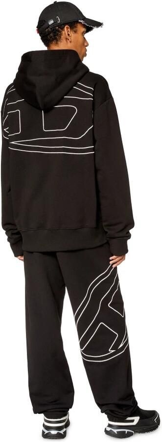 Diesel Zwarte katoenen hoodie met maxi logo Zwart Heren - Foto 9