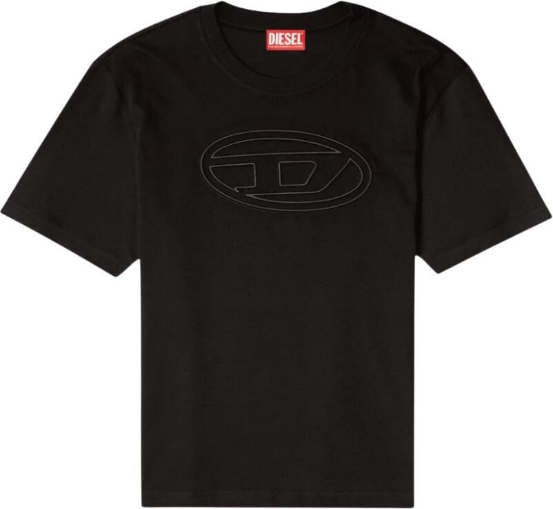 Diesel Zwart T-shirt met Maxi Oval D Logo Black Heren