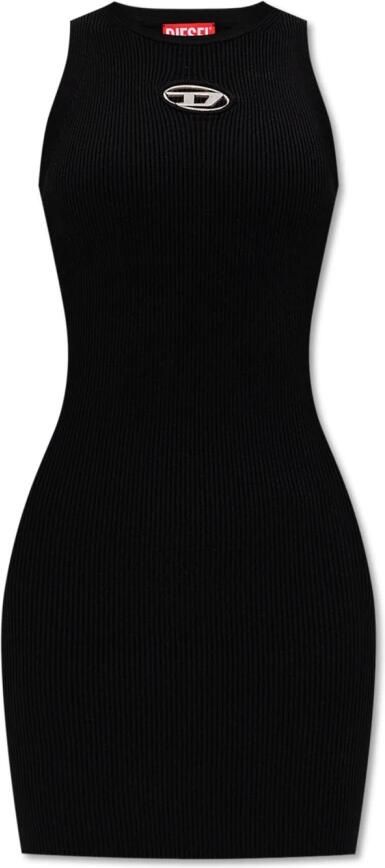 Diesel Zwarte Geribbelde Mouwloze Aansluitende Jurk Black Dames - Foto 11