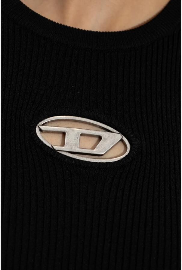 Diesel Zwarte Geribbelde Mouwloze Aansluitende Jurk Black Dames - Foto 6