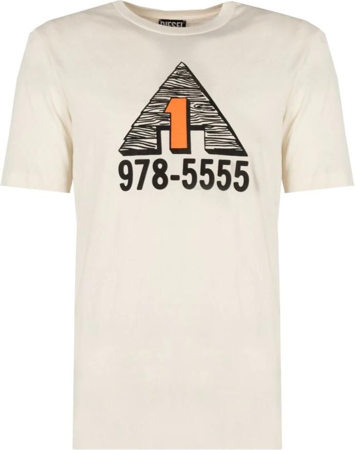 Diesel Klassieke Ronde Hals T-Shirt Beige Heren - Foto 4