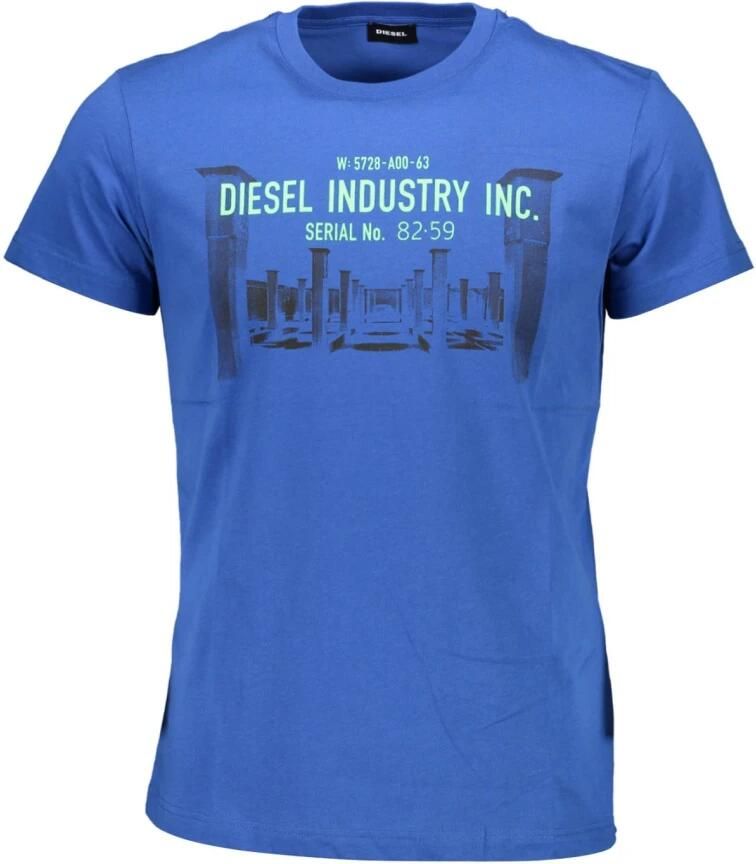 Diesel Blauw katoenen T-shirt met grafisch logo Blue Heren