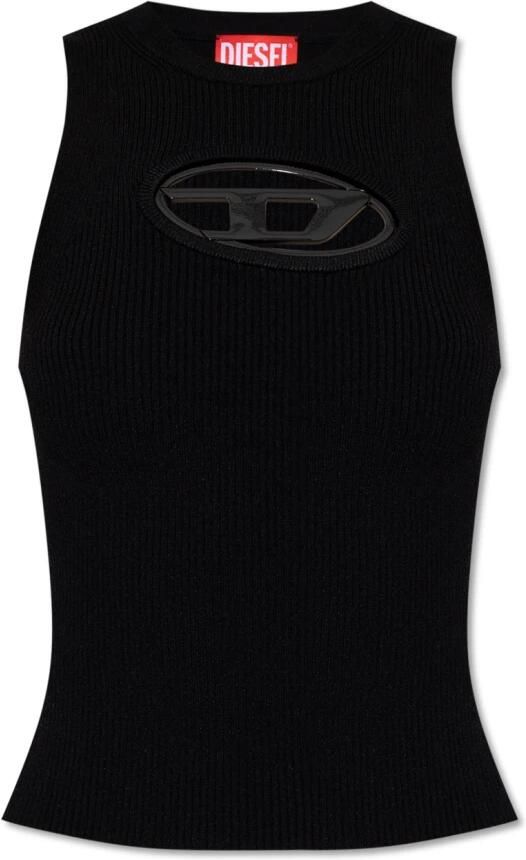 Diesel Gebreide top met uitsnijding en logoplaquette Black Dames - Foto 5