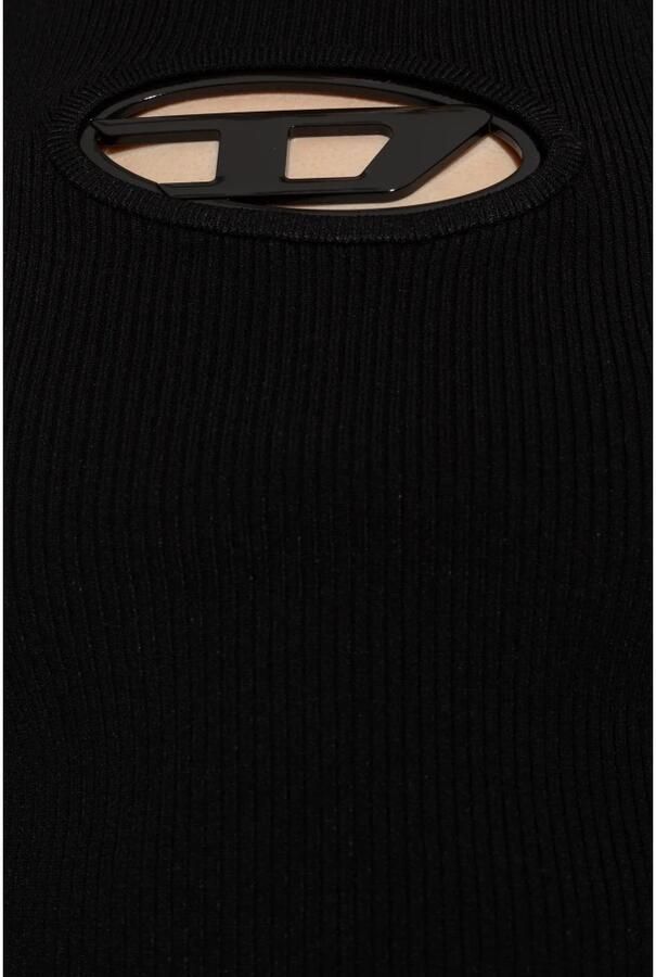 Diesel Gebreide top met uitsnijding en logoplaquette Black Dames