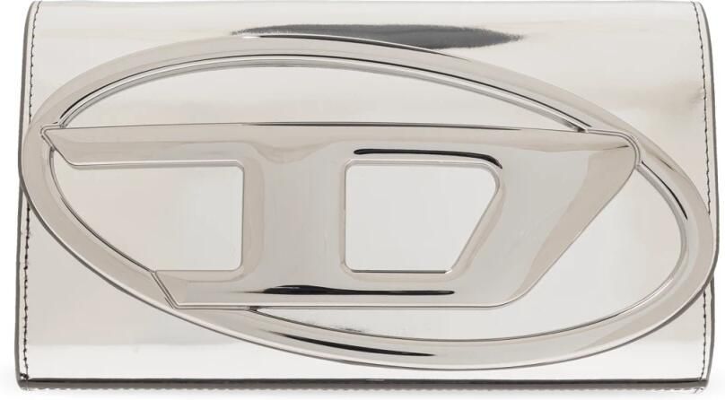 Diesel Hobo bags Silver Handbag With Prominent Logo And Detachable in zilver