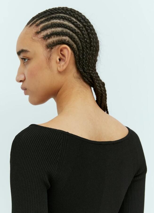 Diesel Ribgebreide Crop Top met Logo Black Dames - Foto 6