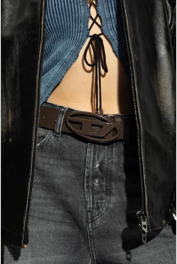 Diesel Ovale D-Logo Donkerbruine Riem Brown Dames - Foto 4