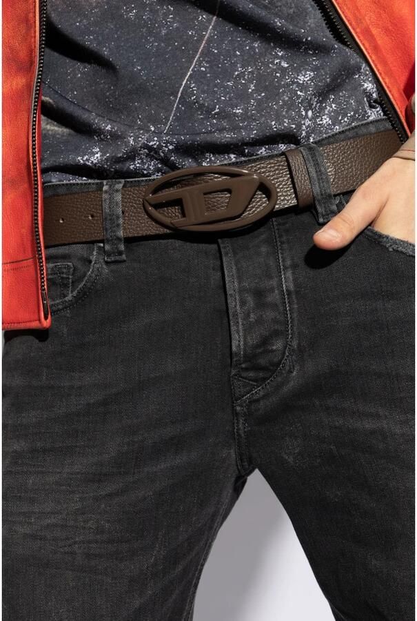 Diesel Ovale D-Logo Donkerbruine Riem Brown Dames - Foto 5