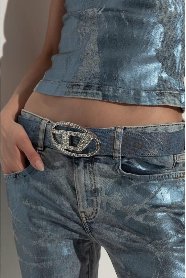 Diesel Ovaal Logo Strass Riem Blue Dames - Foto 2