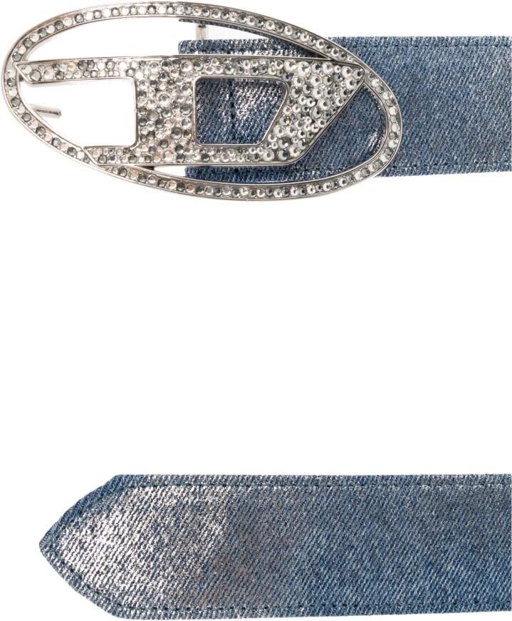 Diesel Ovaal Logo Strass Riem Blue Dames