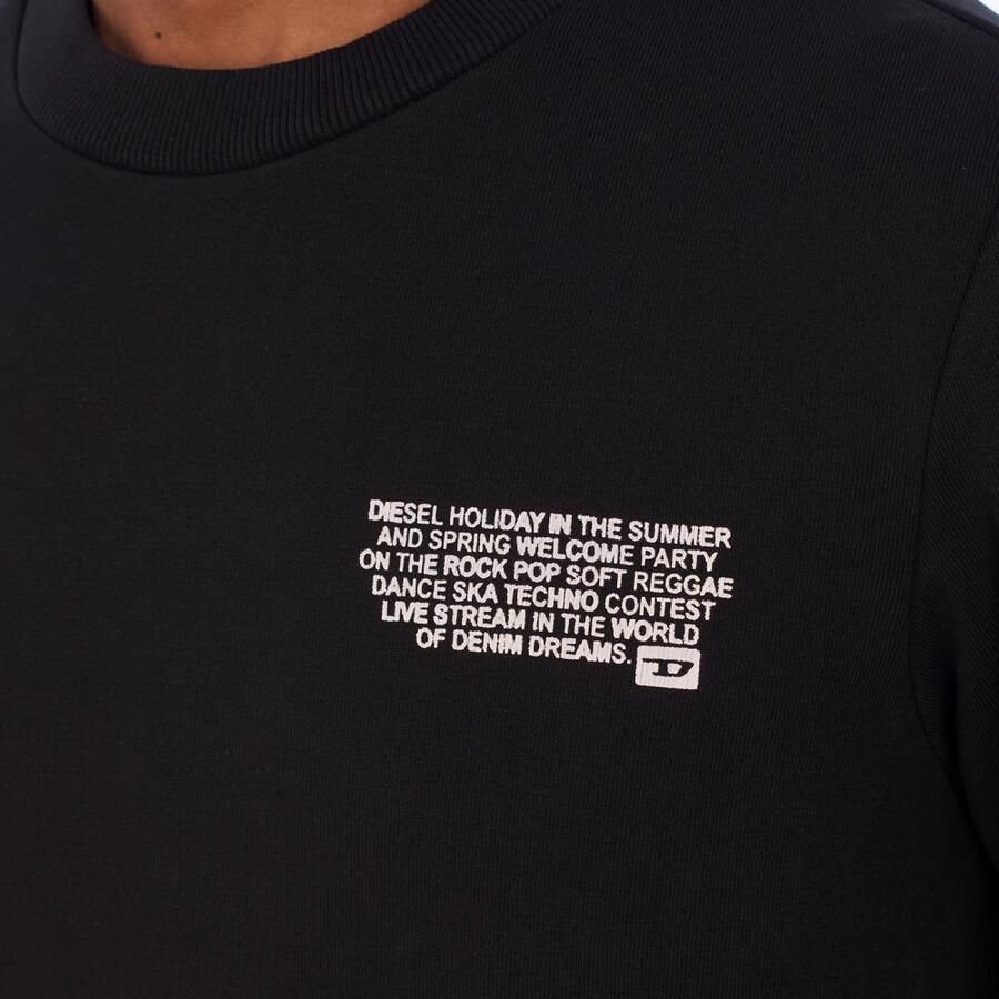 Diesel Ronde Hals Sweater met Tekst Black Heren