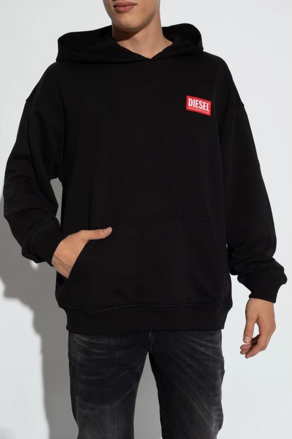 Diesel Oversized hoodie with logo patch Black Heren - Foto 4