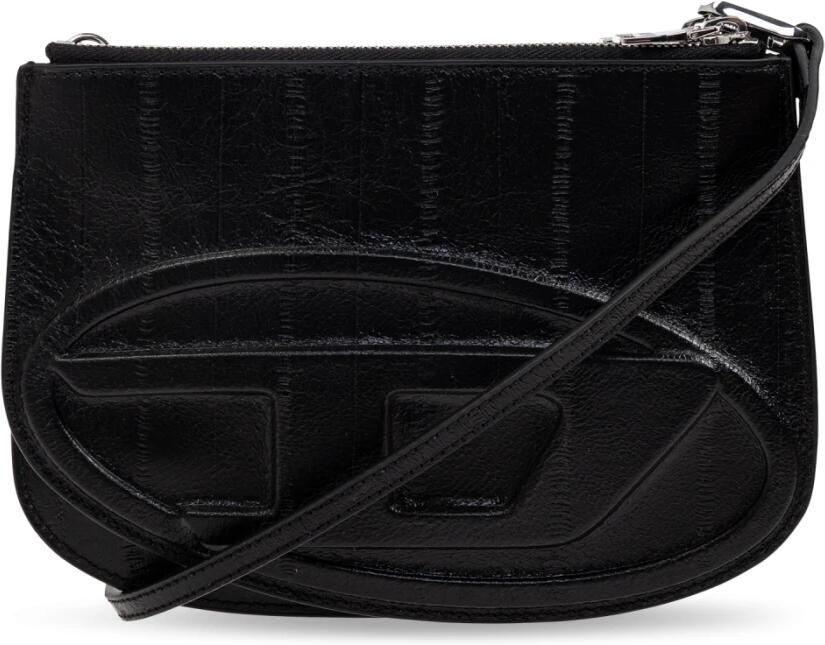 Diesel Hobo bags Shoulder Bag With Large Letter Logo in zwart