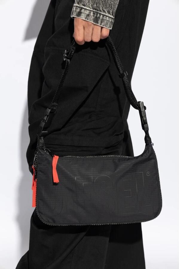 Diesel Zwarte Ruitpatroon Logoprint Tas Black - Foto 5