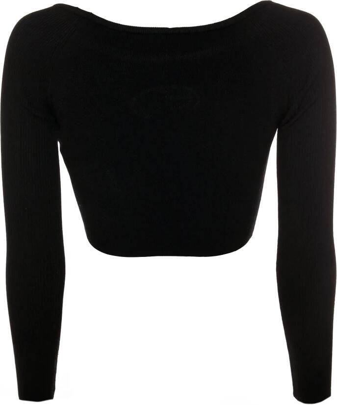 Diesel Ribgebreide Crop Top met Logo Black Dames - Foto 10