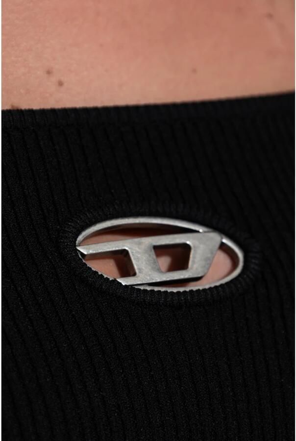 Diesel Ribgebreide Crop Top met Logo Black Dames - Foto 12
