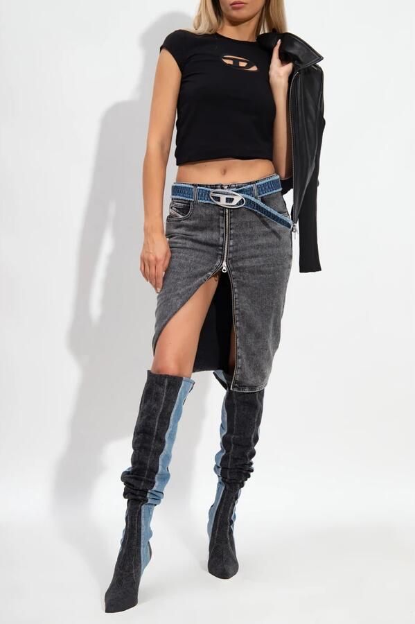 Diesel Zwart Slim Fit T-shirt met 3D Borduursel Black Dames - Foto 6