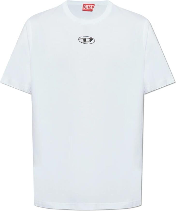 Diesel Zwart Katoenen T-Shirt met Logo Applicatie White Heren - Foto 6