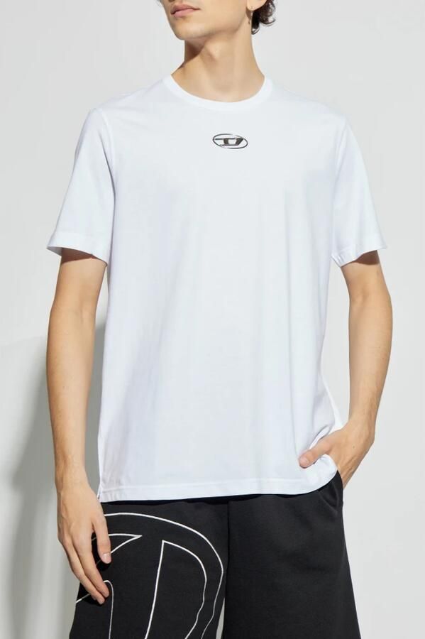 Diesel Zwart Katoenen T-Shirt met Logo Applicatie White Heren - Foto 4