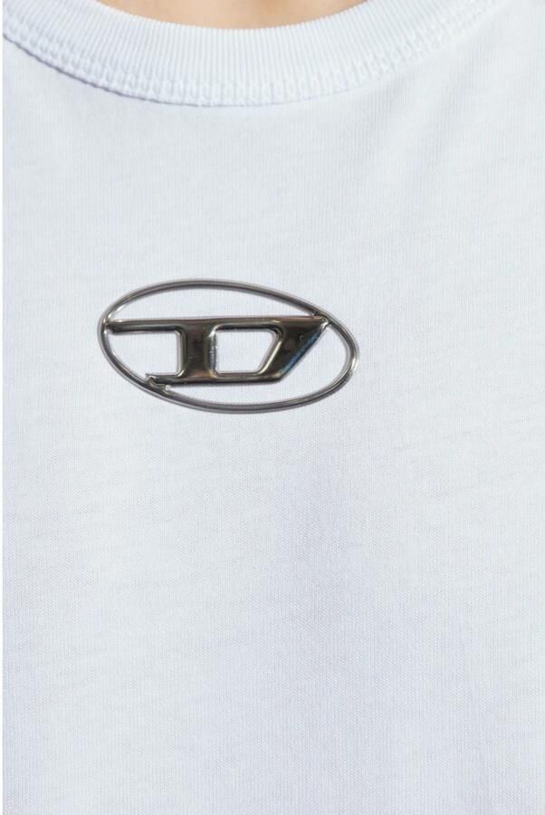 Diesel Zwart Katoenen T-Shirt met Logo Applicatie White Heren - Foto 2