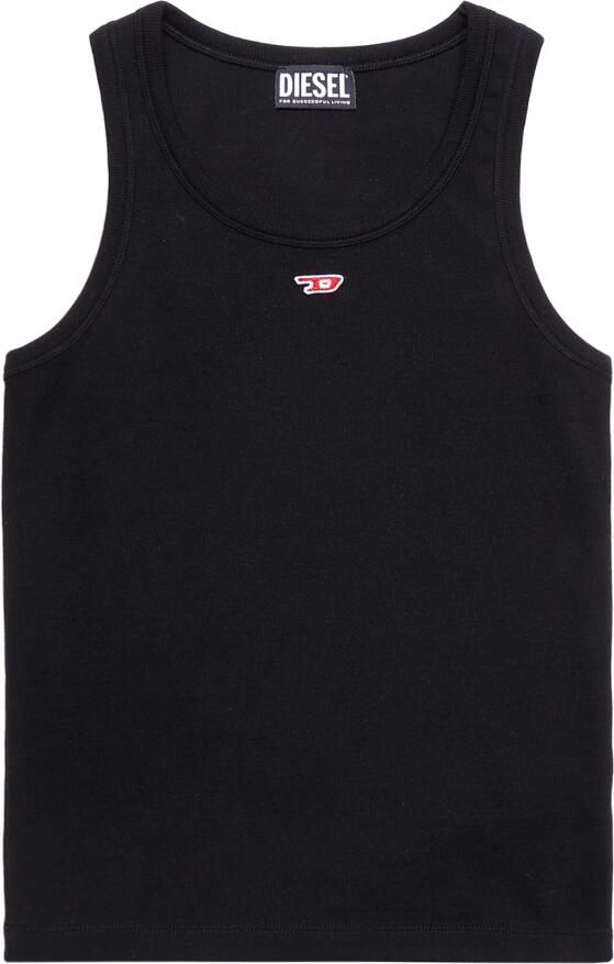 Diesel Tanktop met geborduurde D-patch Black Dames