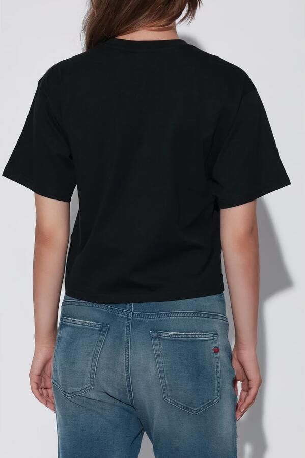 Diesel Zwart Katoenen T-shirt met Oval D Logo Black Dames - Foto 6