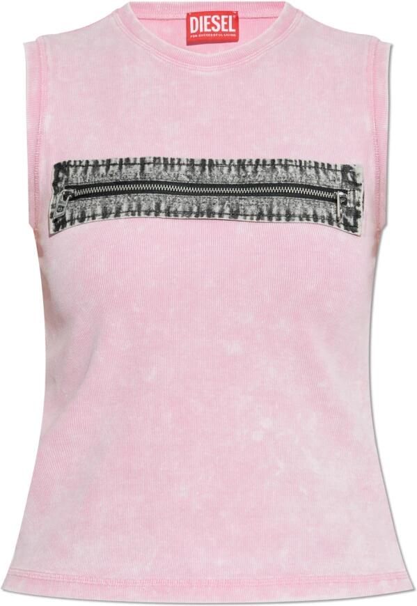 Diesel Geribbelde tanktop met ritssluiting voor Pink Dames - Foto 10