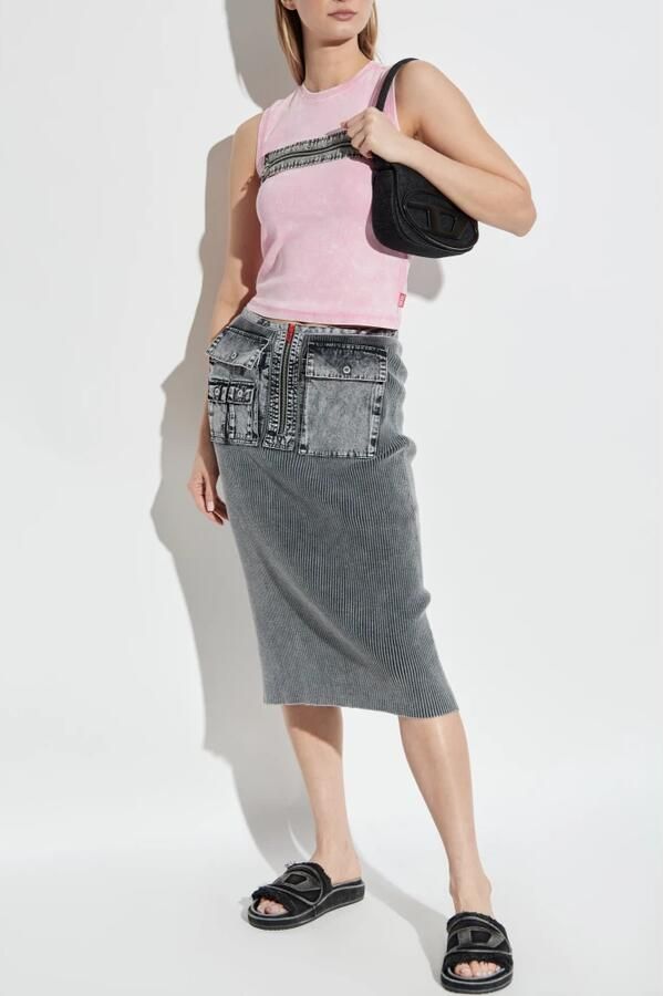 Diesel Geribbelde tanktop met ritssluiting voor Pink Dames - Foto 7