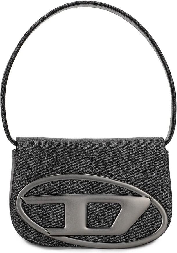 Diesel Gestructureerde schoudertas met leren details Black Dames