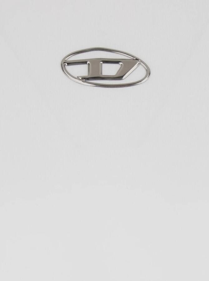 Diesel Zwart Katoenen T-Shirt met Logo Applicatie White Heren