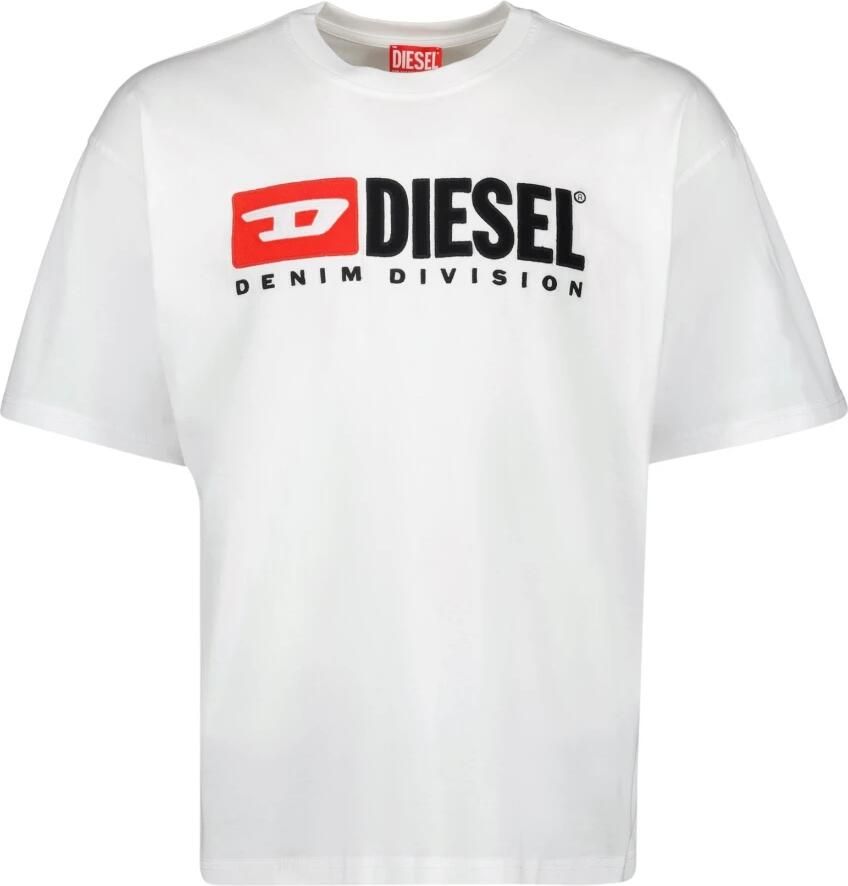 Diesel Witte Katoenen T-shirt met Ronde Hals White Heren