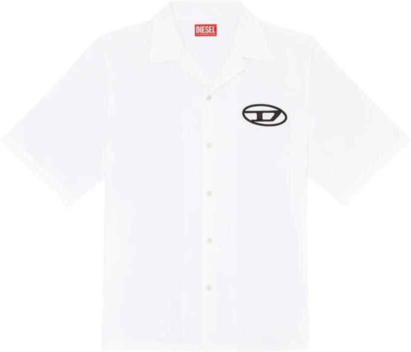 Diesel Witte Lange Mouwen Poplin Shirt met Geborduurd Logo White Heren - Foto 2