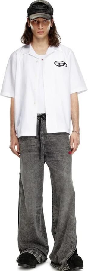 Diesel Witte Lange Mouwen Poplin Shirt met Geborduurd Logo White Heren - Foto 10