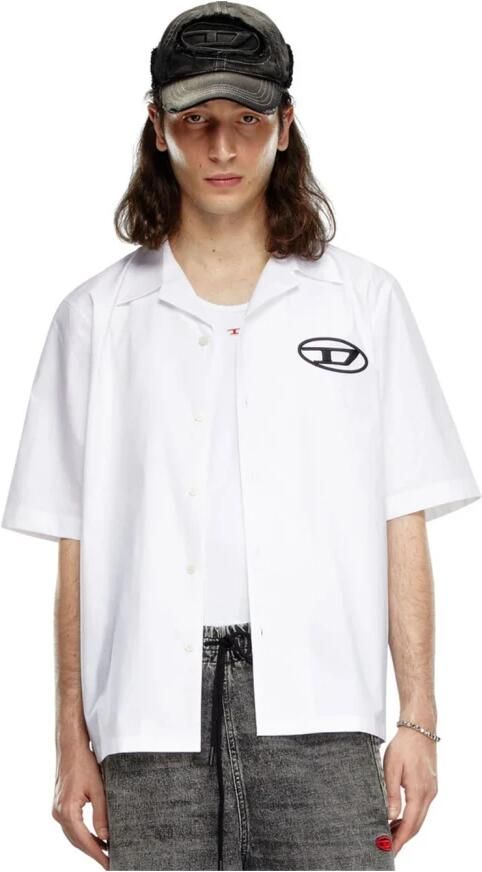 Diesel Witte Lange Mouwen Poplin Shirt met Geborduurd Logo White Heren - Foto 7