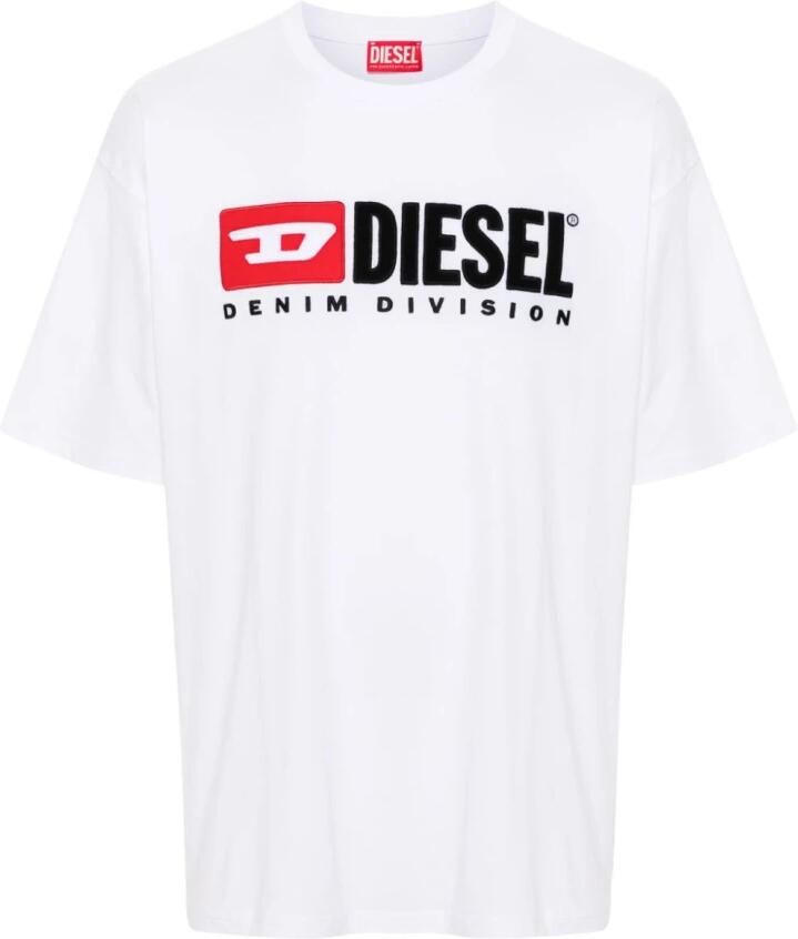Diesel Witte Katoenen T-shirt met Ronde Hals White Heren