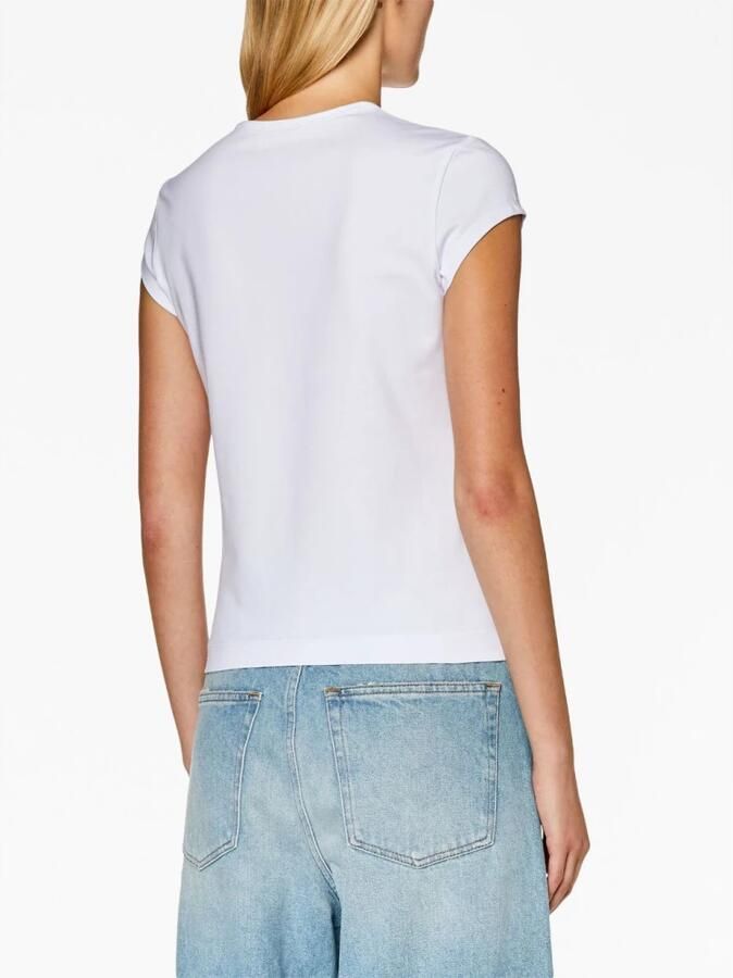 Diesel T-shirt met uitsnijding en logopatch White Dames - Foto 3
