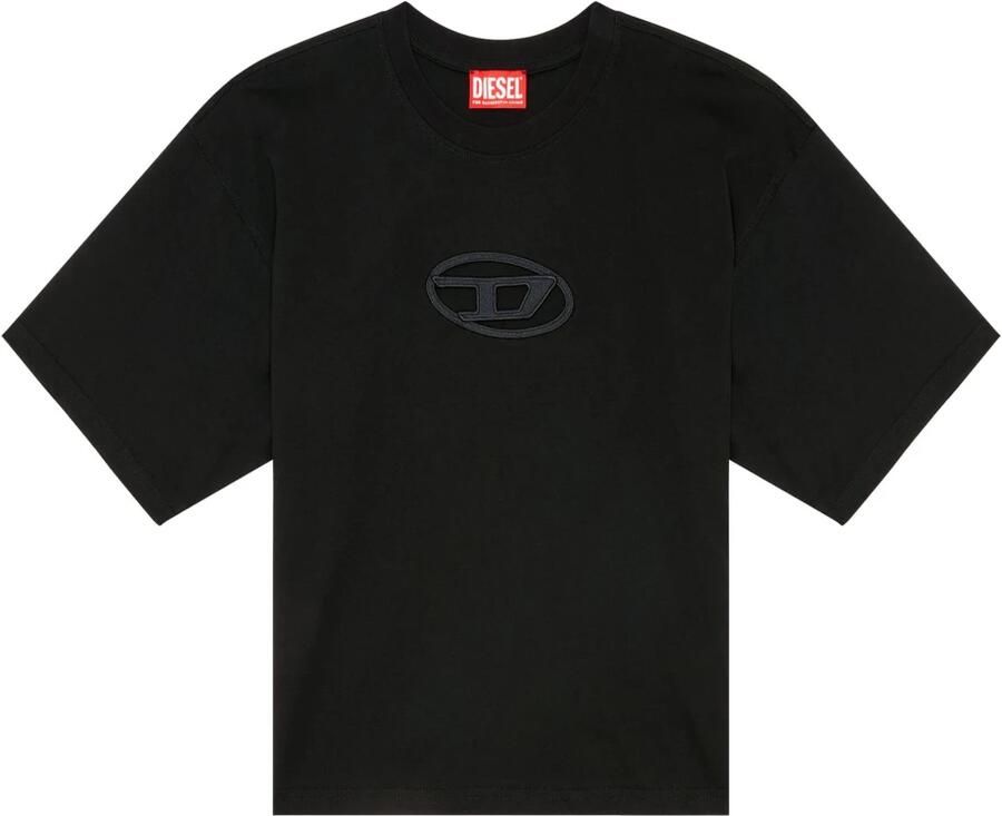 Diesel Zwart Katoenen T-shirt met Oval D Logo Black Dames - Foto 8