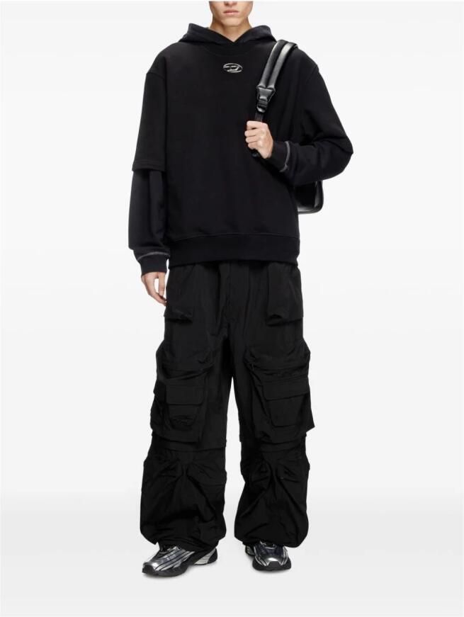 Diesel Zwarte Katoenen Sweatshirt met Zilveren Ovaal Black Heren - Foto 2