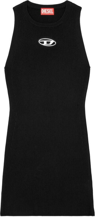 Diesel Zwarte Geribbelde Mouwloze Aansluitende Jurk Black Dames - Foto 10