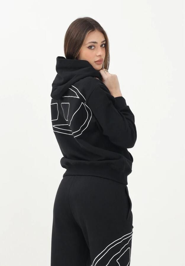 Diesel Zwarte hoodie met Oval D-logo Black Dames
