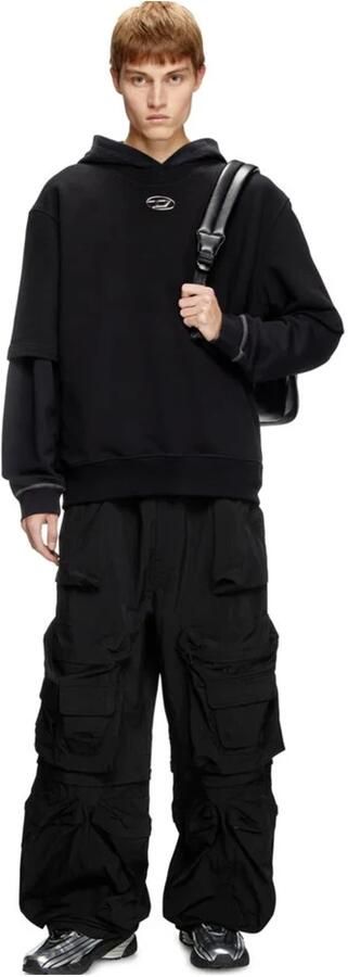 Diesel Zwarte Katoenen Sweatshirt met Zilveren Ovaal Black Heren - Foto 7