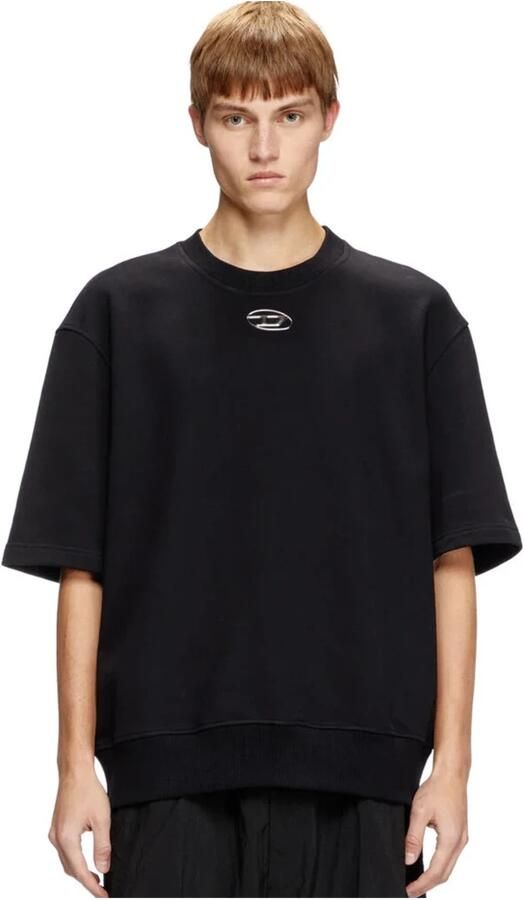 Diesel Zwarte Katoenen Sweatshirt met Zilveren Ovaal Black Heren - Foto 4
