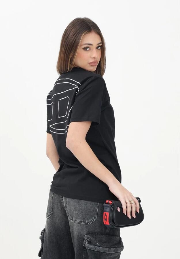 Diesel Zwarte oversized T-shirt met korte mouwen Black Dames