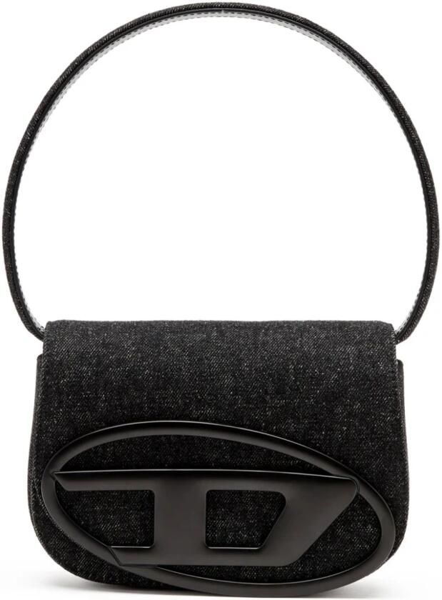 Diesel Zwarte schoudertas met Oval D-plaat Black Dames